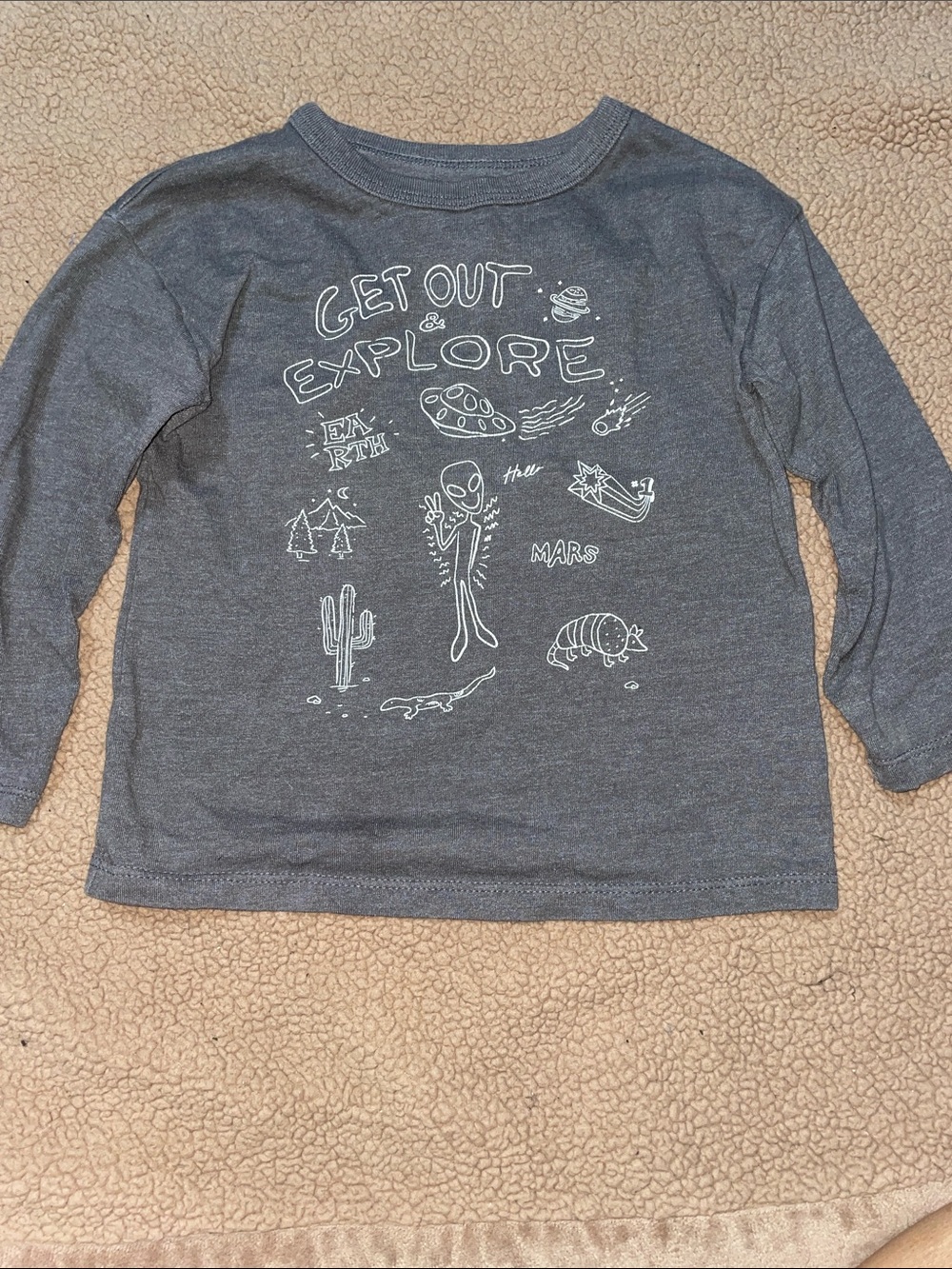 Get Out & Explore Gray Kids Long Sleeve Tee